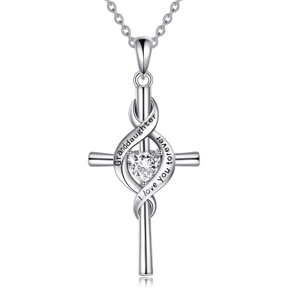 Sterling Silver Granddaughter Necklace I Love You Forever Cross Infinity Jewelry - Picture 1 of 6
